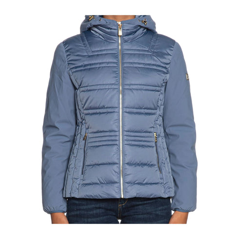 Piumino Donna corto effetto semilucido Celeste Yes Zee- Francavilla Moda